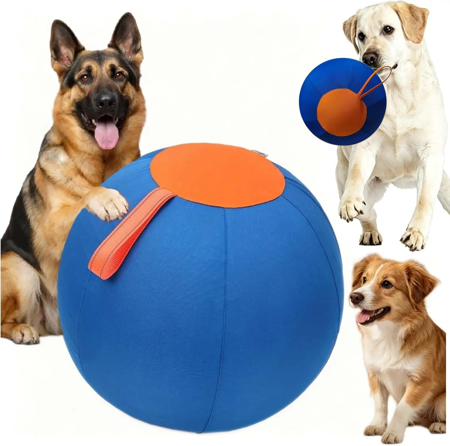 Inflatable Jumbo Dog Herding Ball - Double-Stitch Reinforced Fabric Interactive Toy, Energy Release Calming Enrichment Gift for Medium-Large Herding Breeds, Single Unit for Supervised Outdoor Grass Yd Use (Not for Aggressive Heavy Chewers), Push & Chase