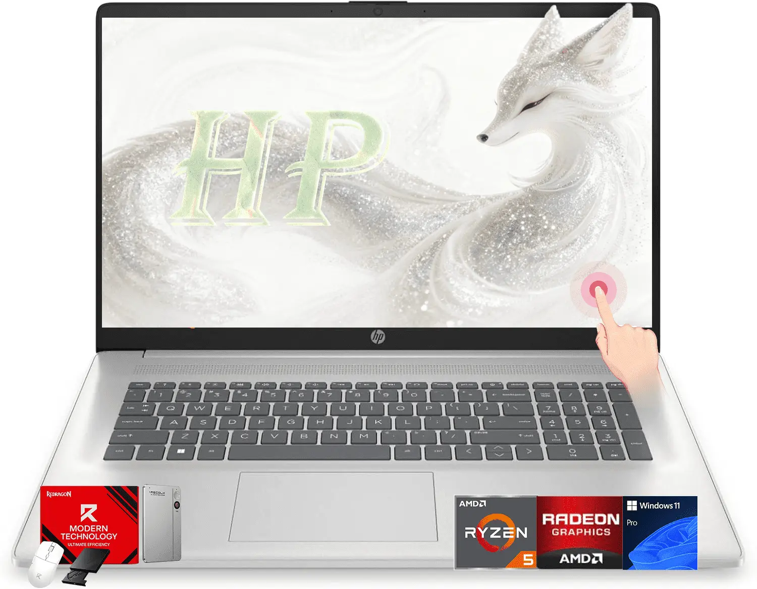 HP 17.3" Touchscreen Laptop, Ryzen 5 7530U, 8GB RAM, 256GB SSD, Win 11 Pro, Wi-Fi 6, Copilot AI, Accessories Included