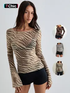 Women's Fashion Zebra Print Lightweight Loose T-Shirt Top, Casual Spring & Fall Wear, Versatile Ladies' Clothing