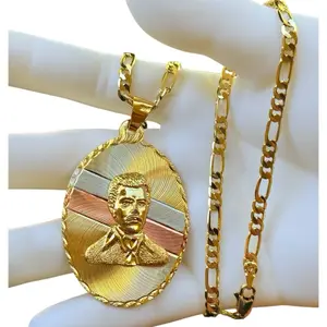 Jesus Malverde Pendant with 22 24 " Necklace 24K Gold Plated Chain New