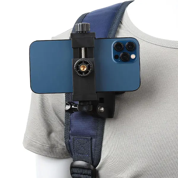 Adjustable Mobile Backpack Clip Mount with Phone Holder Accessories for GoPro Hero 13-9 Black, Akaso, Sony Action Cameras, iPhone & Samsung Smartphones – Outdoor First-View Live Video Shooting