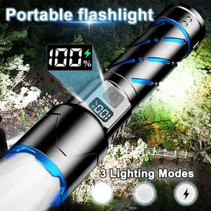 High Lumen Rechargeable Flashlight, Aluminum Alloy, Portable, Three Lighting Modes, Type-C Charging, Smart Display, Camping Essential