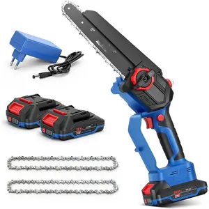 Mini  8 inch Cordless - Upgraded Handheld Electric  with 2 Pack  and Charger, Electric Power Chain  with Oiler, Garden Tools for Tree Trimming