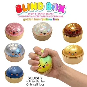 Giant Glitter Dumpling, Giant Dumpling Squishy, Squishy Dumpling Stress Balls, Cute Anxiety Relief Fidget Toy, with Steamer Box,Soft Squeeze Decompression Dough for Adults, Squishy Bun
