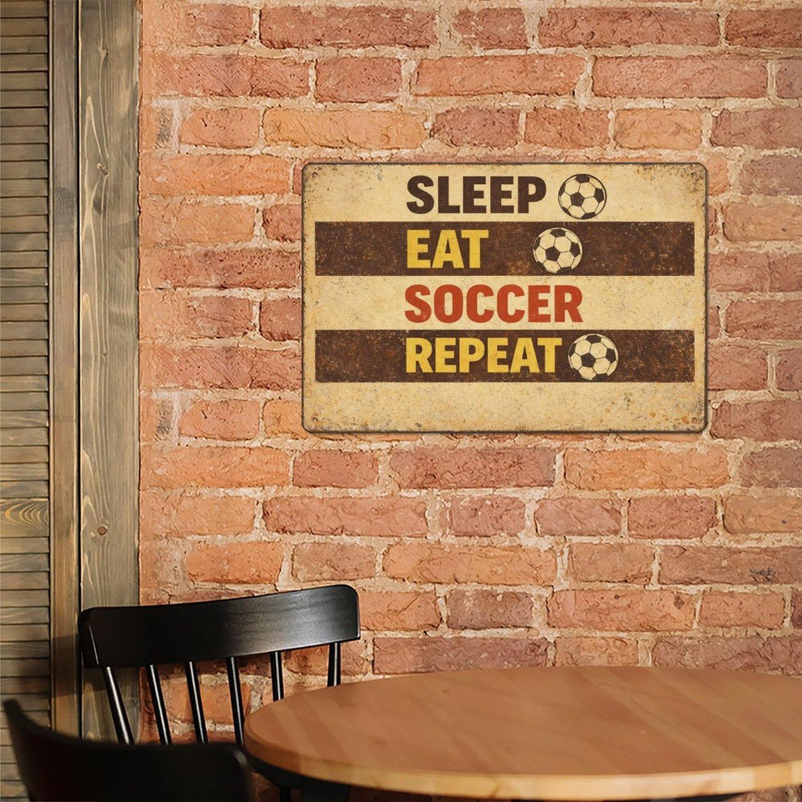 Funny Soccer Fan Metal Sign 12x8 Inch Vintage Retro Wall Decor Football Season Humor Gift Game Room Decor