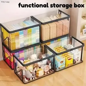 4-Pack Large Clear Stackable Storage Bins with Hinged Lids - Heavy-Duty Transparent Organizer Boxes for Clothes, Toys, Home & Closet Organization, Space-Saving Moving Supplies