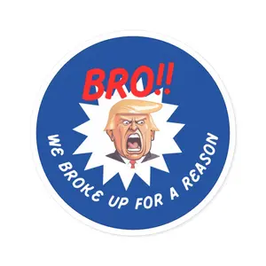 “Bro, We Broke Up for a Reason” Stickers - Hakeem Jeffries Quote - Political Humor Badge - DNC 2024 - Funny Political Gift - Conversation Starter