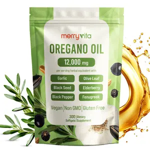 Oregano Oil Capsules Organic – 12,000mg Oregano Oil with Black Seed Oil, High Carvacrol – Aceite de Orégano Cápsulas Immune Support Supplement – Non-GMO, Vegan - 300 Softgels