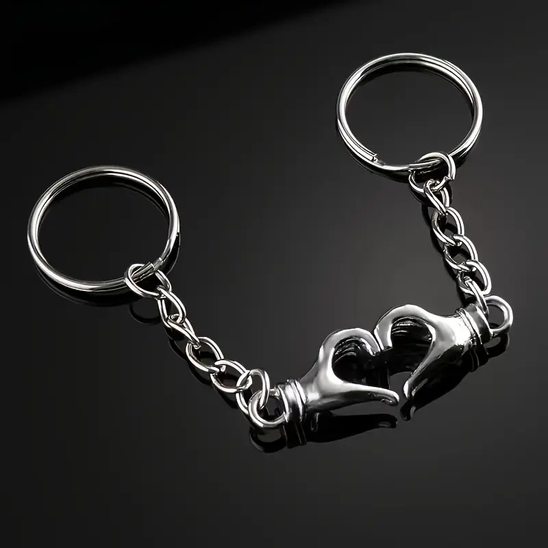 Minimalist Interlocking Stainless Steel Couple Keychain Set, Stylish Matching Pair Pendant - Keychain for Bags, Ideal Love Gift for Couples, Stainless Steel Keychain