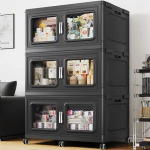 BROVIEW V80 50Qt-1200Qt Extra Large Storage Bins with Lid, Plastic Stackable Storage Bins with Wheels, Collapsible Closet Organizer and Storage Drawers,Multi-pack 1/3/4/5pack