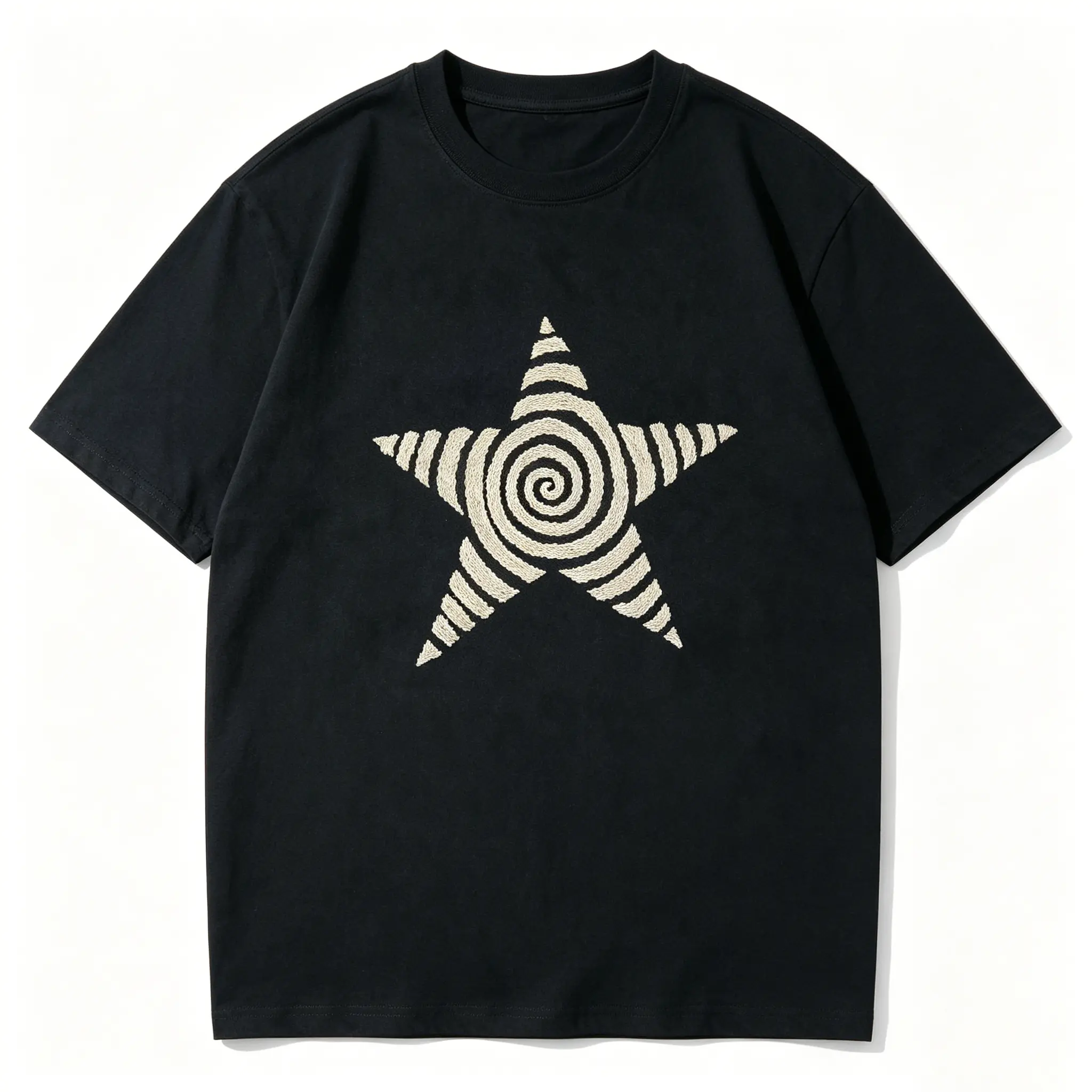 Retro lucky star Y2K  Men T-Shirt Vintage Spiral Star Graphic Tee Casual Streetwear Cotton Plus Size S-5XL Premium Print Fathers Day Gift