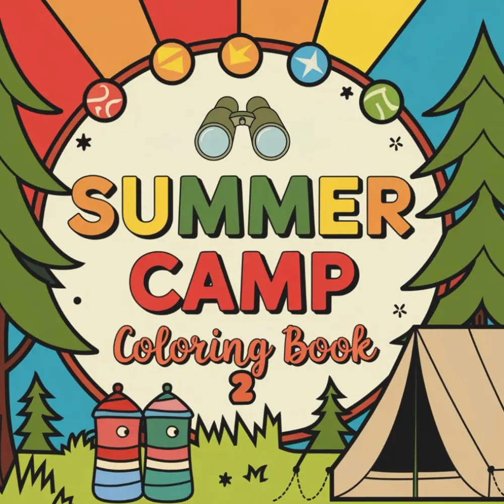 Summer Camp Coloring Book 2: 90 Bold and Easy Coloring Pages for Kids and Adults(Summer Bold and Easy)