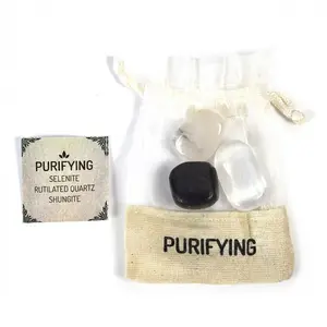 Purifying Gemstone Kit — Selenite, Rutilated Quartz &amp; Shungite Crystal Set