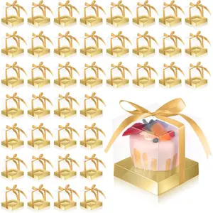 50 count Clear Cupcake Boxes Individual 3.5 Inch Plastic Single Cupcake Containers Boxes with Inserts and Ribbon Individual Cake Storage Holders for Cake Kitchen()