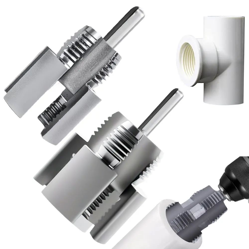 Integrated Internal & External PVC Pipe Thread Cutting Tool, 1/2''-3/4'' Plumbing Multitool for DIY Repairs, Inside Pipe Cutter