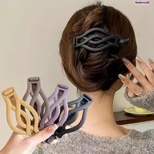 Women's 2PCS Matte Twist Plastic Barrettes - Elegant Strong-Hold Ponytail Claw Clips, Minimalist Fashion Hair Accessories for Casual Wear, Weddings, Ponytail Claw Clip