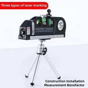 Laser Level Tool Multifunction Kit (including Standard Cross-Line Laser Level, 8 ft/2.5 m Metric Measuring Ruler, and Tripod Stand), Suitable for Wall-Mounted Cabinet Installation and Tile Wall Construction.