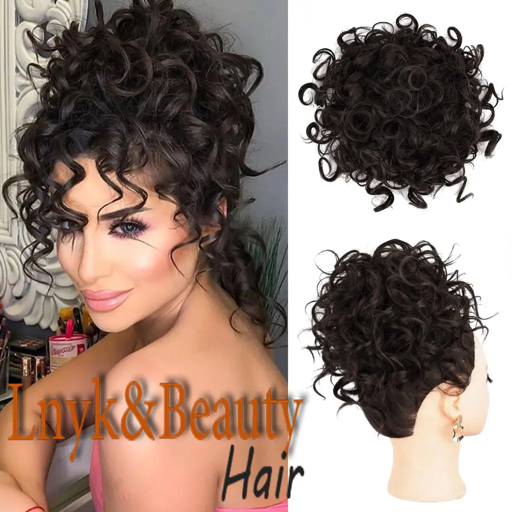 Lnyk & Beauty Synthetic Kinky Curly Hair Ponytail Extension - Single Piece Curly Bun for Instant Glam, Women's Fashion Chignon, Easy Choice for Daily Use, Single Piece, Easy Choice
