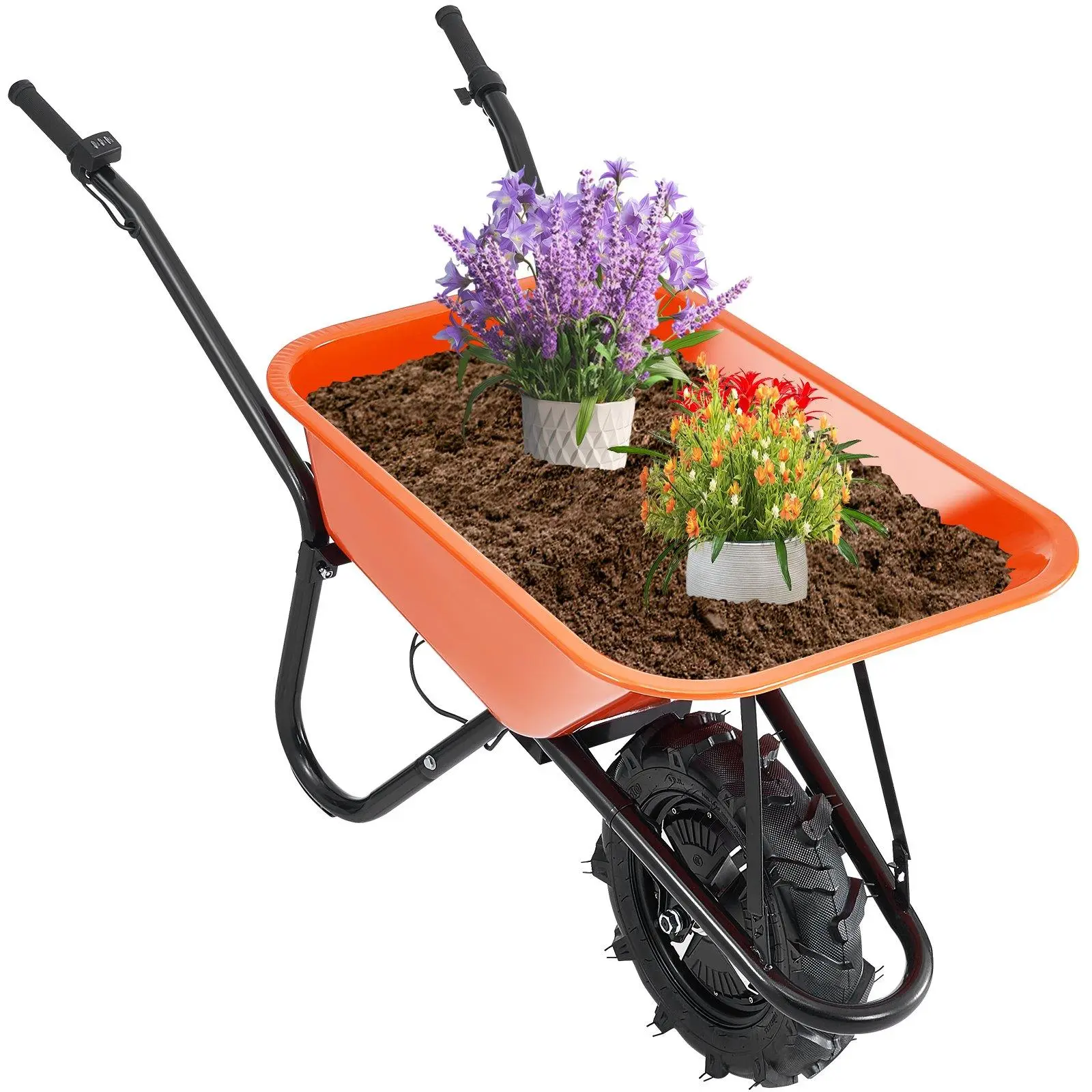【Summerfinds】VEVOR Electric Wheelbarrow Cart One Wheel 5 Cu Ft Powered Dump Cart 330 lbs