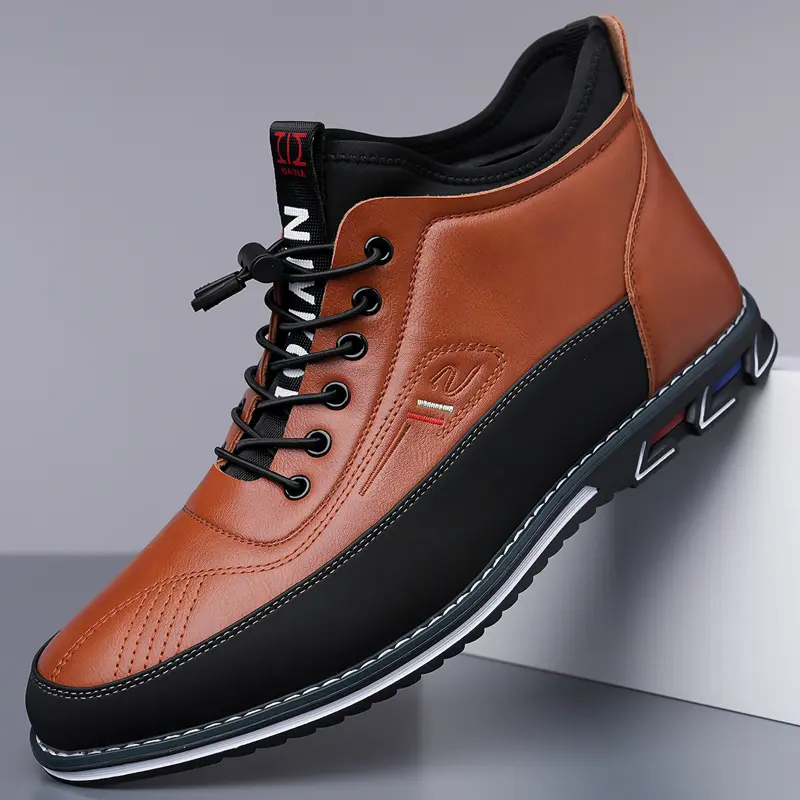 Men's Casual Walking Shoes Comfortable Lifestyle Sneakers Lace-Up Leather Look Anti-Slip Low Top, Party, Business, Pu Leather, Synthetic, Lightweight, Business Chic, Pu Inner, Rubber Sole, Smooth Pu Upper, Sleek Look, Classic