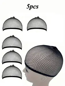 5 PC Wig Caps, Breathable & Stretchable Mesh Hair Net, Non-Slip Nylon Wig Liner for Men & Women, Durable & Comfortable