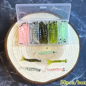 50pcs Soft Lure Shrimp Bait, Fishing Lure Set, Multi-Section Realistic Fishing Baits, 3D Simulation for Rivers Lakes, Versatile Fishing Gear