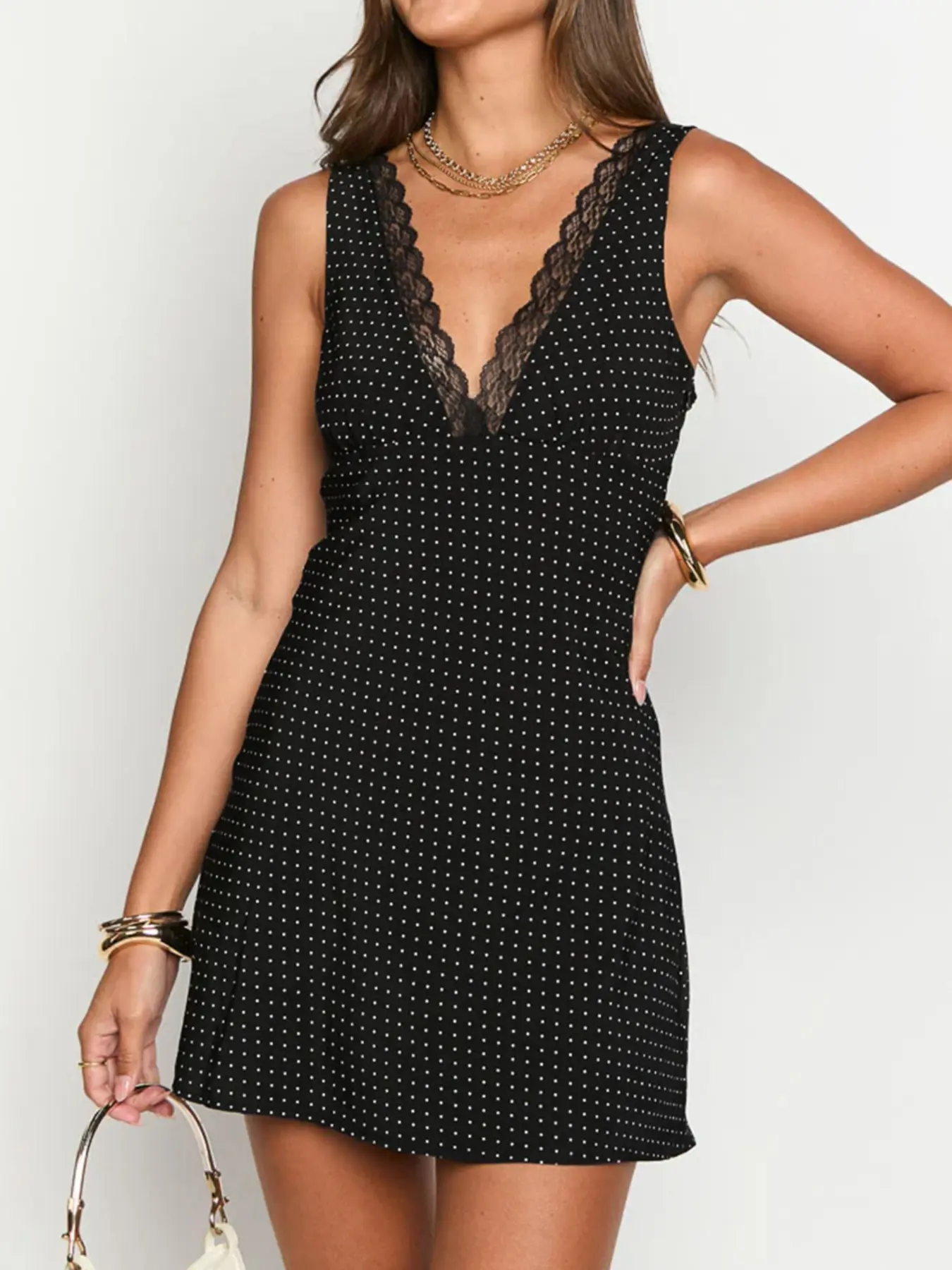Women Sexy Backless Polka Dot Lace Mini Fitted Dress Bodycon Cocktail Sundress Celebrity Go Out Outfit Holiday Evening Wear Summer Cute Feminine Casual Dress Cassie Summer Dress Womenswear