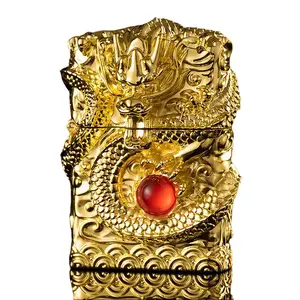 Golden Dragon Metal Lighter – Heavy Carved Design, Refillable Oil, Vintage Collectible, Gift Box Included | Unique Gift for Men,Father's Day (No Fuel Included) Windproof, Decor