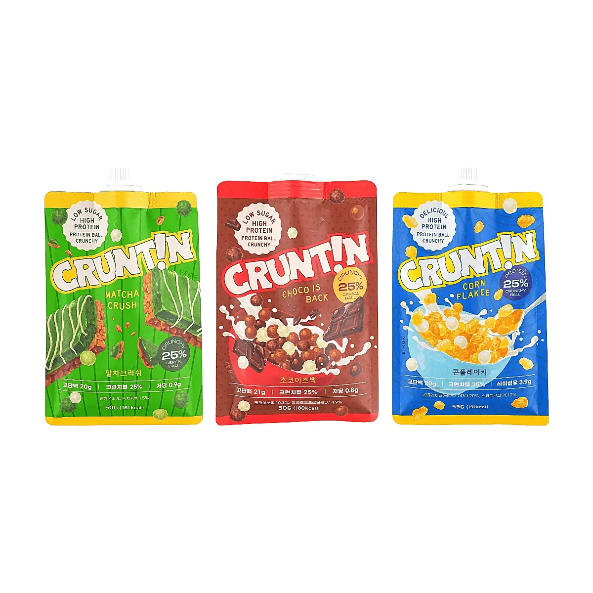 CRUNTIN Protein Shake Mix - 3 Pack Bundle (Matcha, Chocolate, Corn Crisp) - High Protein, Crunchy, Ready to Eat, Post‑Workout Snack