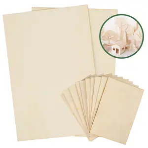 14PCS Unfinished Wood Balsa Wood Sheets Basswood Thin Craft Wood Board MDF DIY