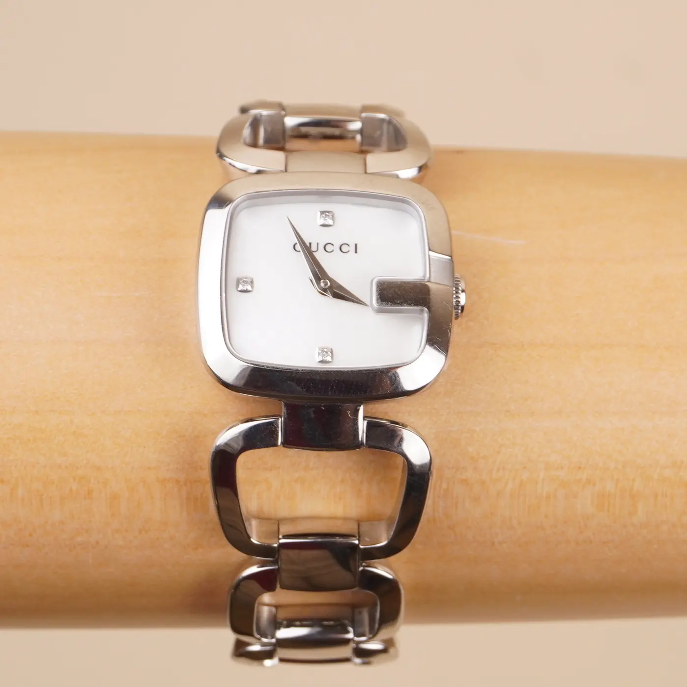 GUCCI - 125.5 MOP Diamond and Stainless Steel Watch and Guccissima Leather Watch Case