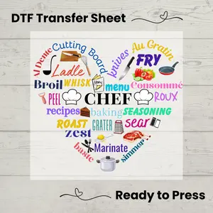 Chef DTF, Dtf Transfer Sheet, Ready to Press, Custom Dtf, Diy Heat Transfer, T-Shirt Transfer, Chef Shirt