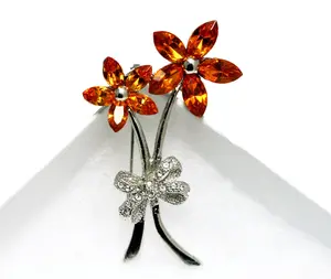 Crystal Lily Silver Brooch, Rhinestone Lily Flower Pin, Spring Flower Fashion Jewelry For Women