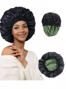 Satin Bonnet Hair Bonnet for Sleeping- Adjustable Satin Bonnet 4 Pack Large Bonnets for Women with Elastic Soft Band for Curly Hair Braids(13inch,Avocado)