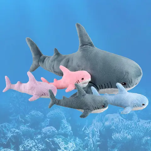 Home Giant Shark Stuffed Toys, 5 Counts/set Plush Pillows, Creative Comfort Animal Plushie Doll Pillow for Room Decor, Fun Birthday Gift, Soft Cuddly Gift, Sofa Ornaments, Stuffed Animal Gifts