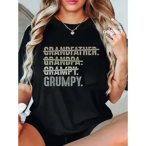 GGOR 100% Cotton Unisex Grumpy Shirts for Men Grandfather Grandpa Grampy Grumpy T-Shirt