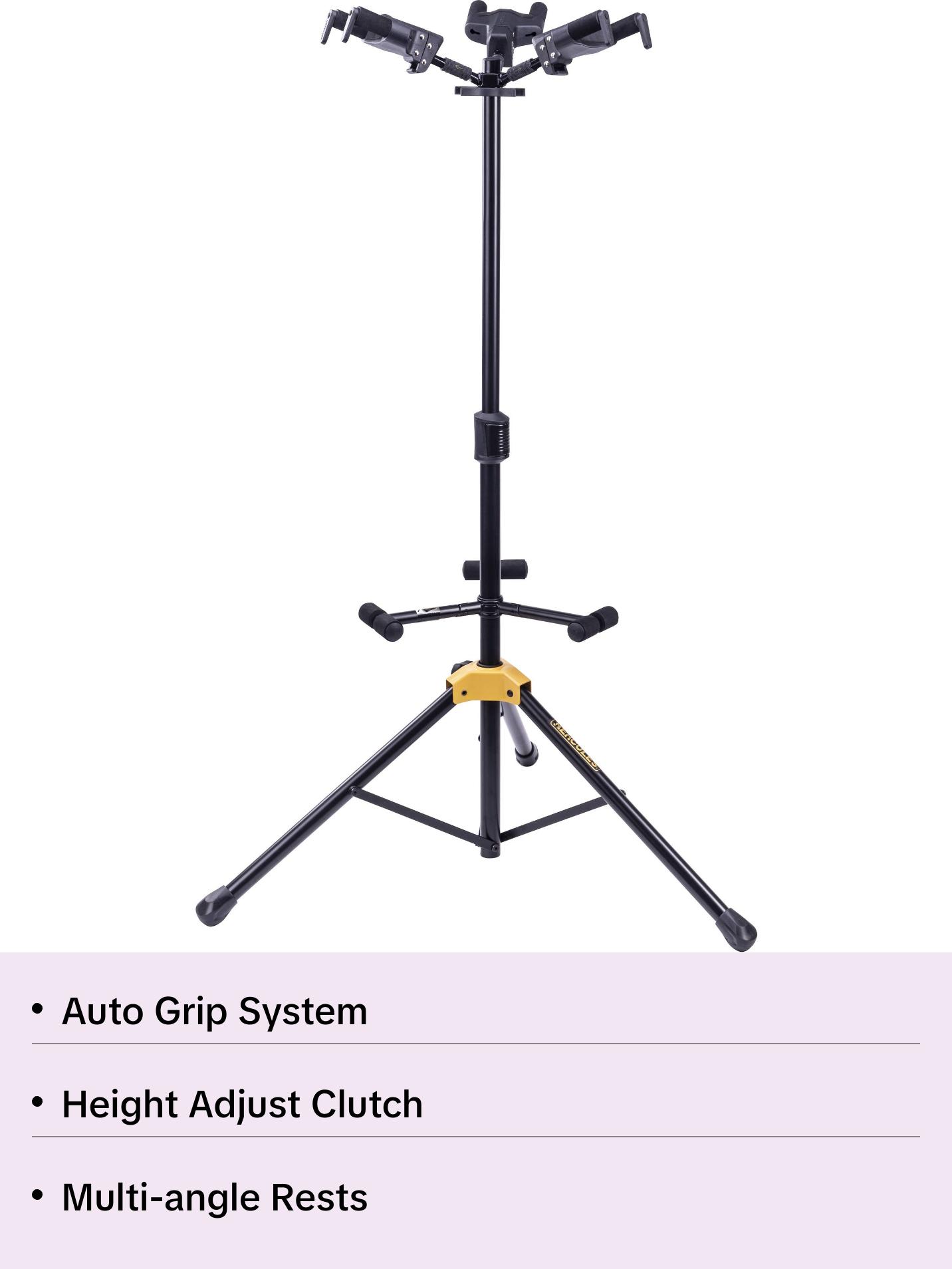 Hercules Auto Grip Triple Guitar Stand w/Foldable Backrest (GS432BPLUS)