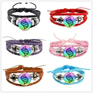 Mega Stone Bracelet Weave Leather Adjustable Bangle Jewelry - Gift Men Women Kids