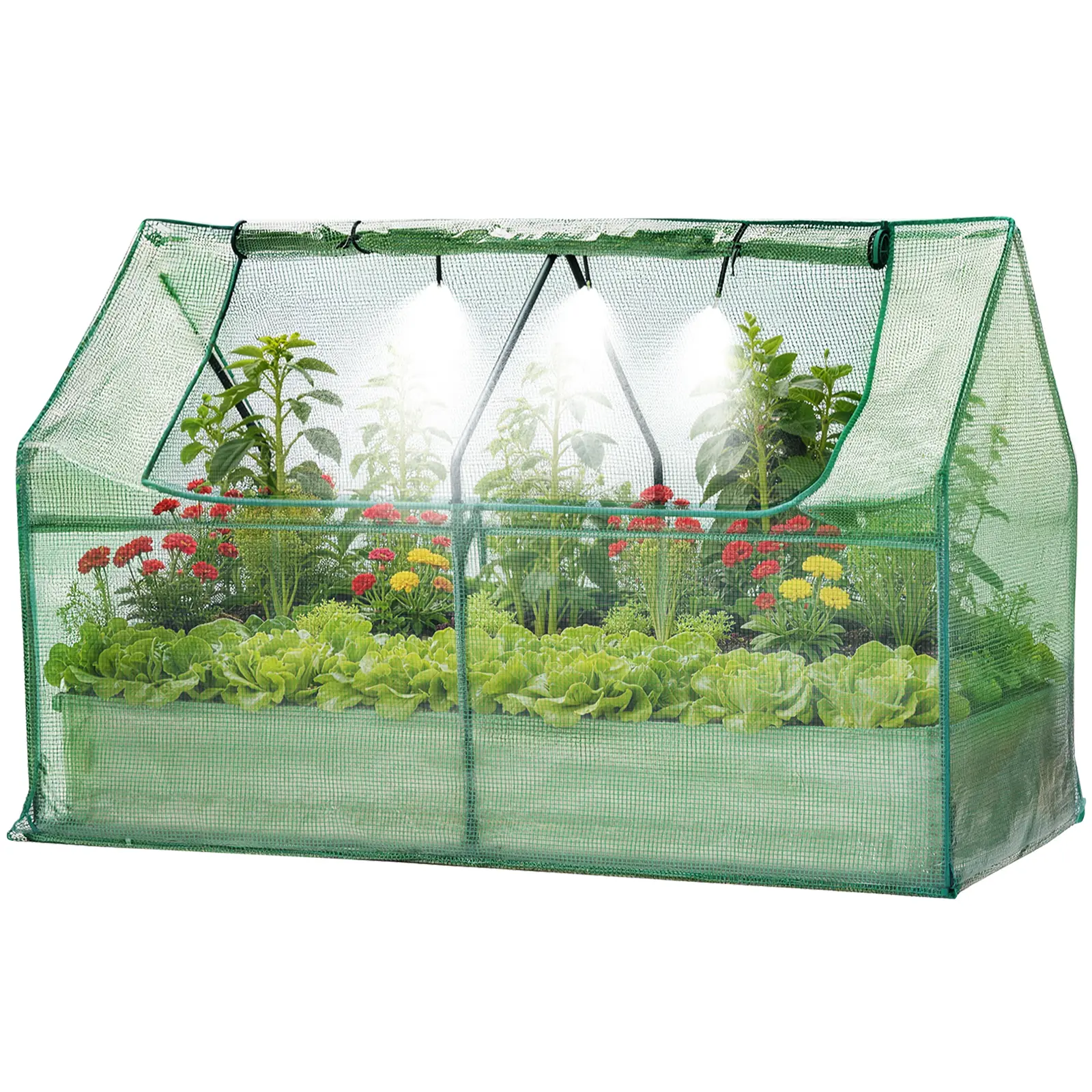 3-in-1 Galvanized Raised Garden Bed Kit – Built-in Greenhouse Cover, Self-Watering Irrigation & Insect Net – Rust-Proof Outdoor Planter Box for Vegetables, Flowers & Herbs – Easy Assembly – Grow Healthy Plants All Season – Perfect for Backyard, Patio
