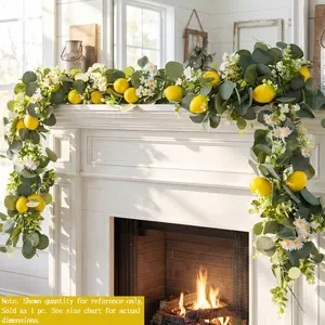 Lemon Artificial Vines,  Silk Vine Garland with Green Leaves, Faux Floral Garland, Fake Hanging Plants Greenery Decor for Home, Bedroom, Wall, Party Decor Supplies, Wedding Decoration