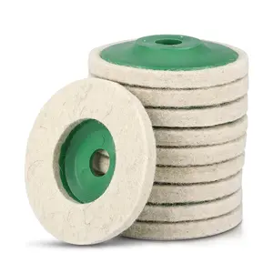 10Pcs 4" Wool Polishing Discs Finishing Wheel Buffing Pads for 100 Angle Grinder
