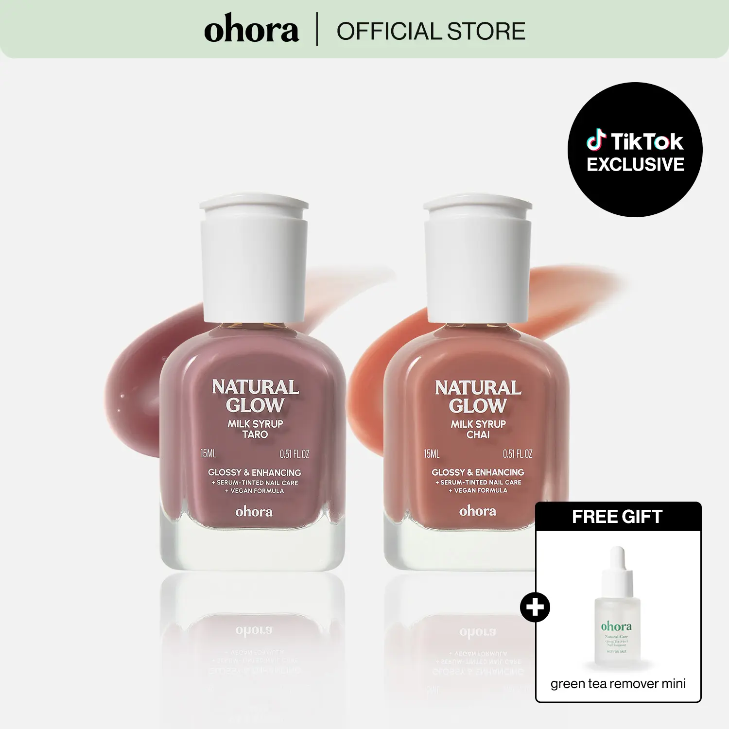 [Tiktok Exclusive] ohora Boba Girl Duo - ohora 2-in-1 Tinted Gloss Sheer Nail Polish & Strengthener