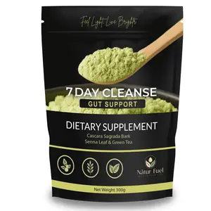 7 Day Detox Gut Cleanse Powder – Vegan Herbal Supplement with Senna, Cascara Sagrada & Psyllium Husk – Supports Gut Health & Digestion