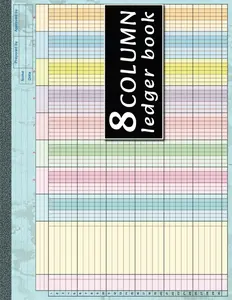 8 Column Ledger Book: Colorful Accounting Ledger Book for Bookkeeping | 8 Column Columnar Pad for Small Business