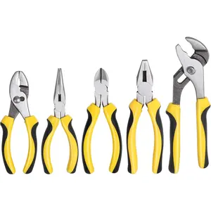 5- Pliers Set, Included 8" Groove Joint Pliers, 7" Linesman Pliers, 6" Long Nose Pliers, 6" Slip Joint Pliers, 6" Diagonal Pliers for Basic Repair, DIY Projects and Home Maintenance