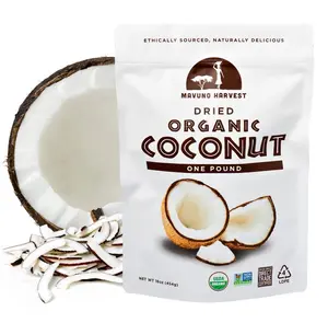 Mavuno Harvest Coconut Chips Dried Fruit Snack | Unsweetened Organic Dried Coconut Strips | Gluten Free Snack | Healthy Snacks for Kids & Adults | Vegan, Non GMO, Direct Trade | 1 Pound Resealable Bag