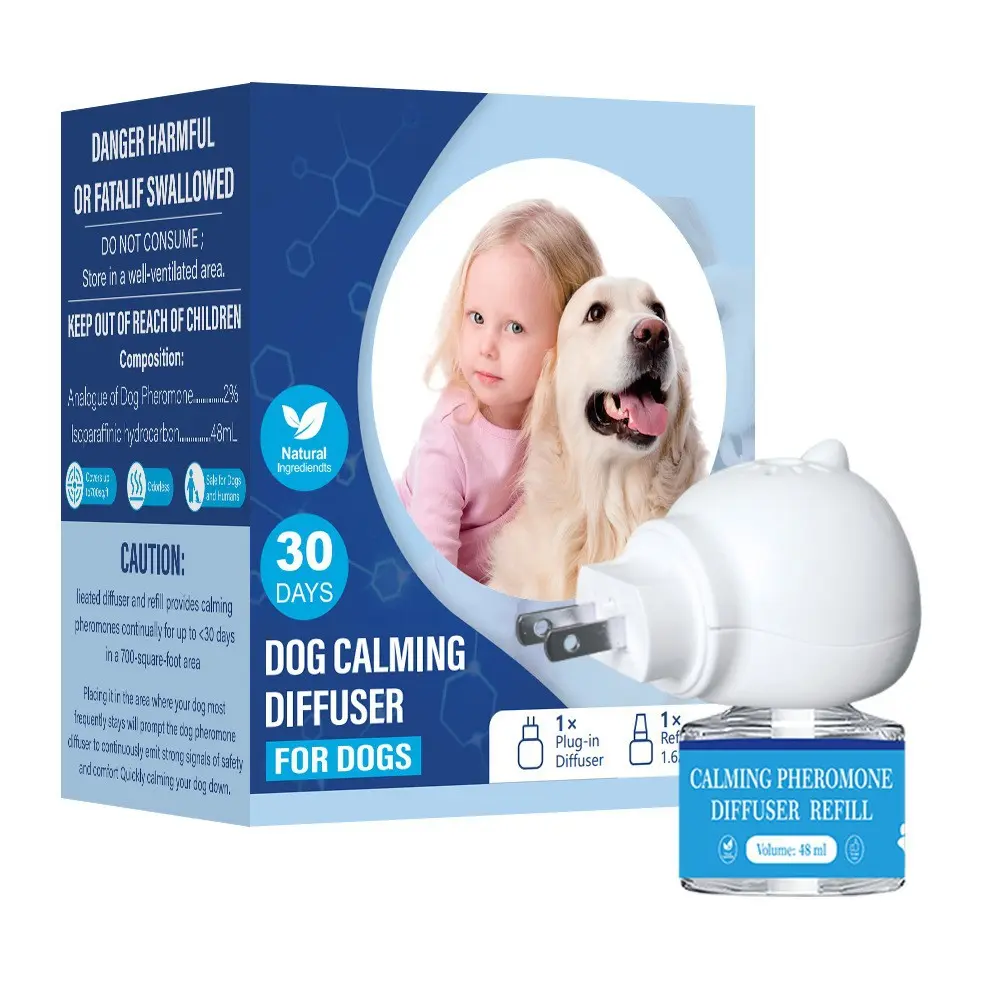 30-Day Dog Calming Diffuser - Help with stress, Destructive Behavior,Pee Accidents,Separation Anxiety,Barking,Aggression&Chewing-30-Day Refill Included-Packaging May -Vary