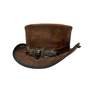 American Hat Makers Brown Leather Renegade Top Hat