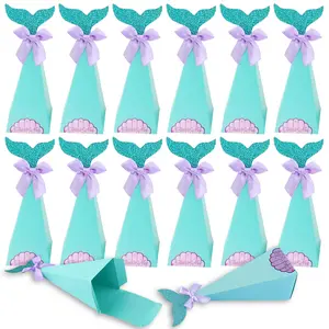 Mermaid Shape Candy Storage Box with Bow, Themed Gift Box, Perfect Wedding Gift, Birthday Present, Baby Shower, Summer Celebrations, Mermaid Party Decor, Party Gift Packs