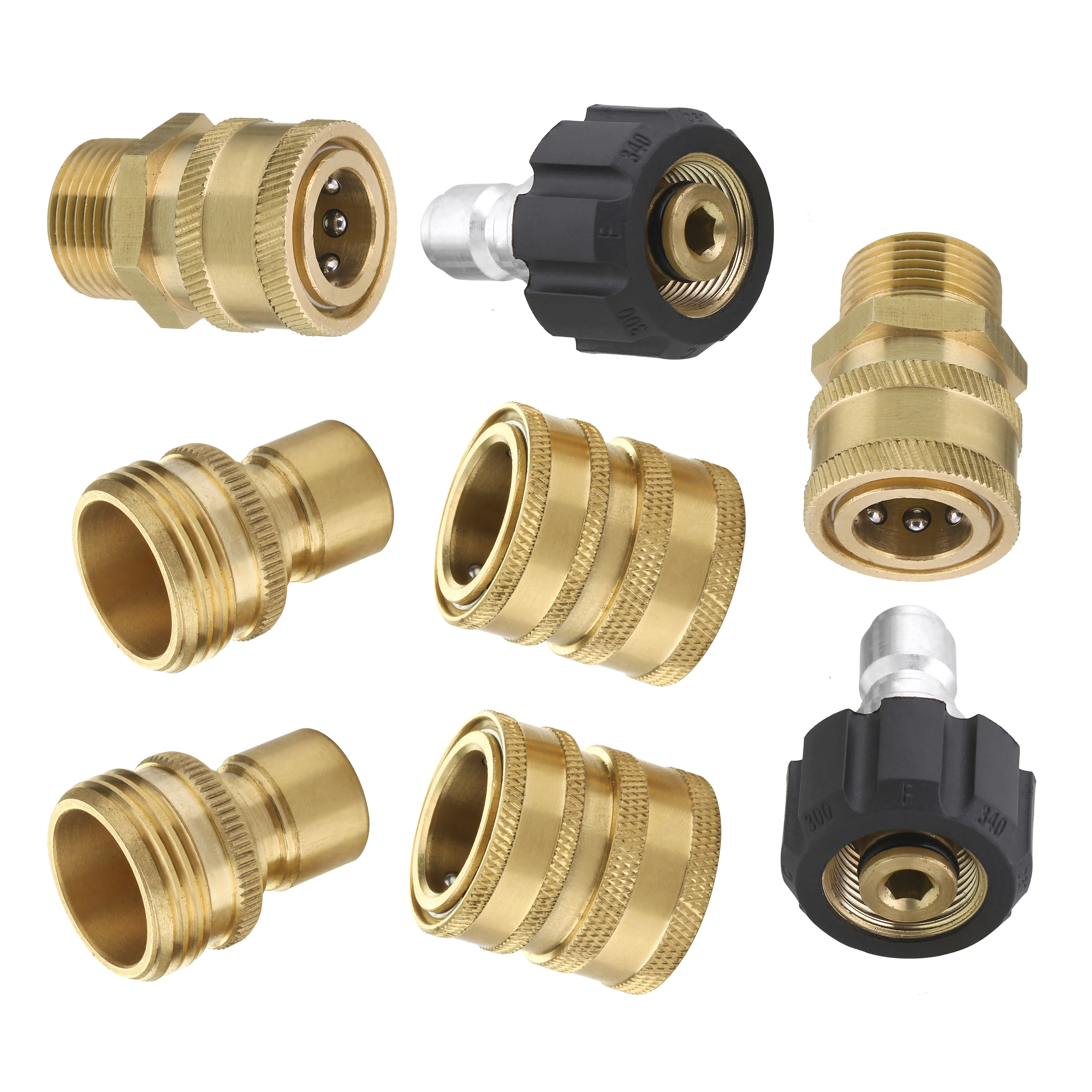 M MINGLE 8-Pack Pressure Washer Quick Connect Adapter Set - M22 Swivel to 3/8’’ Plug, 3/4’’ Female Release Fitting, 1/2’’ Plug, Garden Hose Connectors for Pressure Washer Pump, Outdoor Car Washing, 5000 PSI, 3/4 In